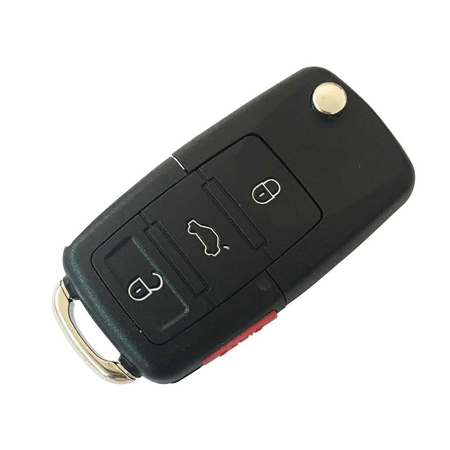 A black compartment car key with a gold accent, featuring a hidden compartment to store small items.